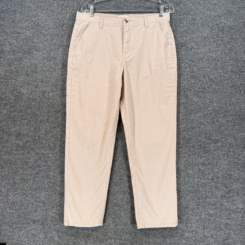 Curve Appeal Chino Pants Womens 10 Beige Stretch Elastic Waist Khaki Trousers